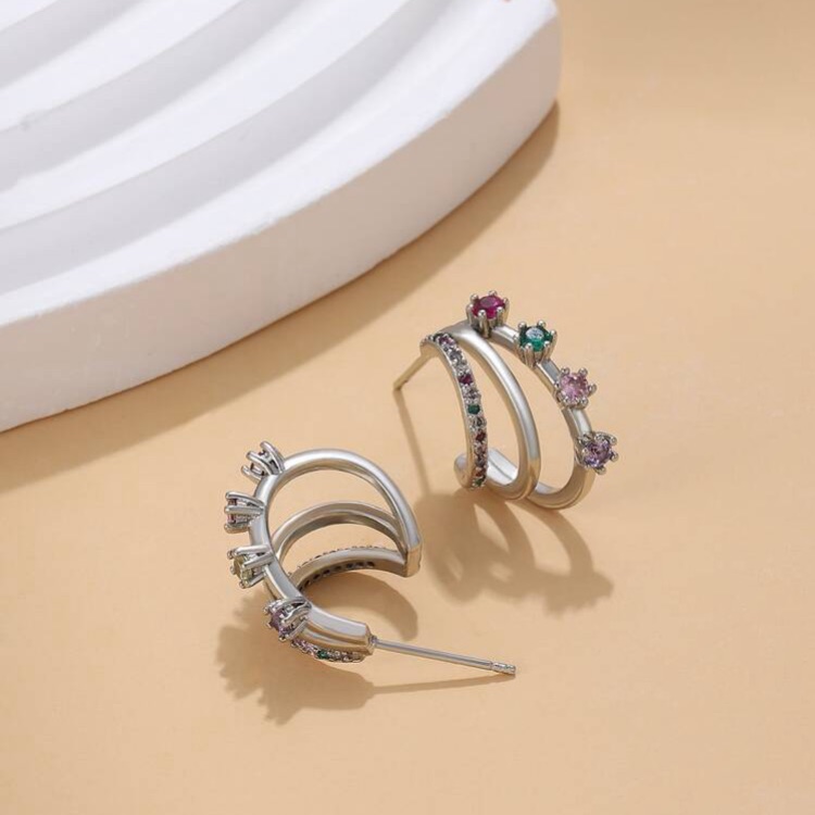 1pair Exquisite Copper Zircon Inlaid Stud Earrings For Women, Personaliz
